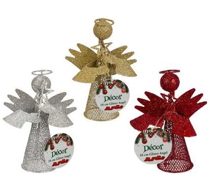 Christmas Table Decoration Glitter Angel - 16 cm