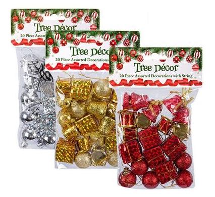 Christmas Tree Decoration Set - 20 Pieces - Assorted