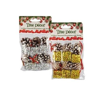 Christmas Tree Decoration Set - 12 Pieces - 3 cm