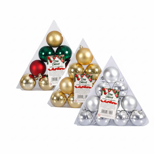 Christmas Tree Decoration Balls - Pack of 10 - 5 cm - Various Colors