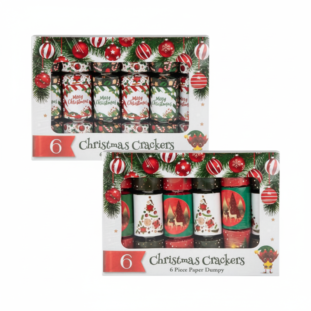 Dumpy Christmas Crackers with Assorted Designs (Box of 6)