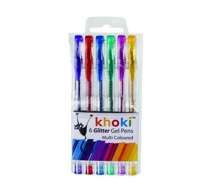 Glitter Gel Pens - 6 Pack - Assorted Colours