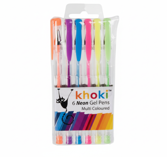 Neon Gel Pens - 6 Pack - Assorted Colours