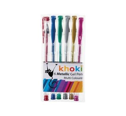 Metallic Gel Pens - Pack of 6 Assorted Colours