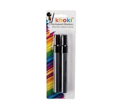 Black Permanent Marker - Card of 2 - Medium Round Tip