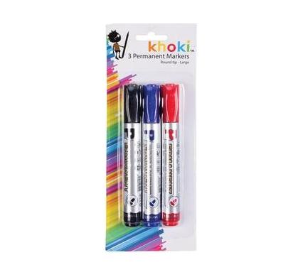 Permanent Marker Set - 3 Pieces - Red, Black, Blue