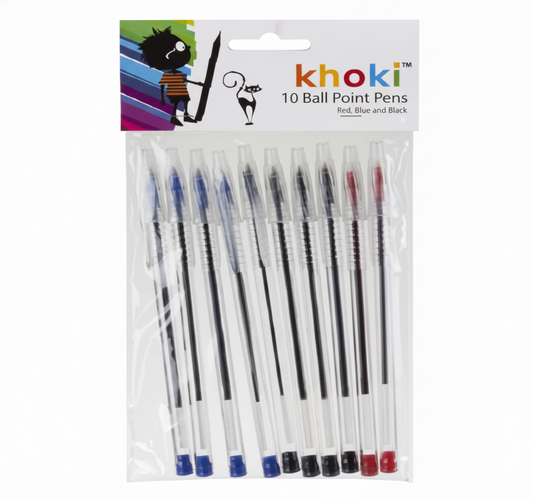Red, Black, and Blue Stick Ballpoint Pens (10 Pack)