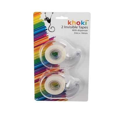 Invisible Adhesive Tape in Dispenser - Pack of 2 - 18mm x 33m