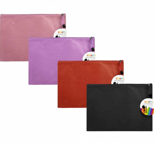 Satin Pencil Case File Pocket in 4 Assorted Colours (33.5 mm x 24 cm)