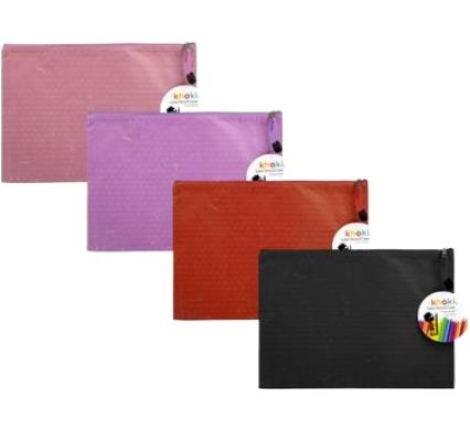 Satin Pencil Case File Pocket - 33.5mm x 24cm - 4 Assorted Colours
