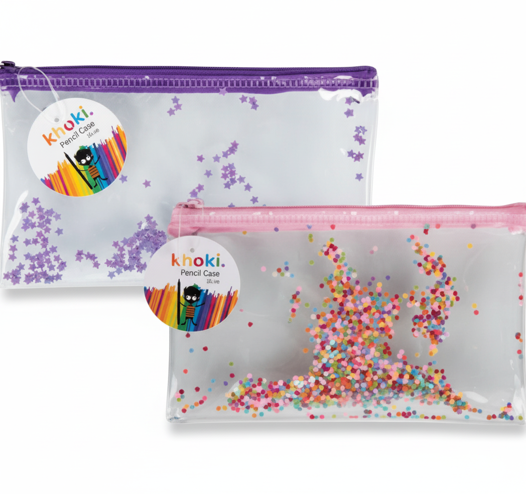 Pencil Case with Glitter (20 cm) - Various Colours