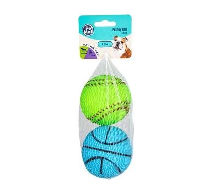 Pet Squeaky Vinyl Balls - Assorted Colours - 6.5 cm