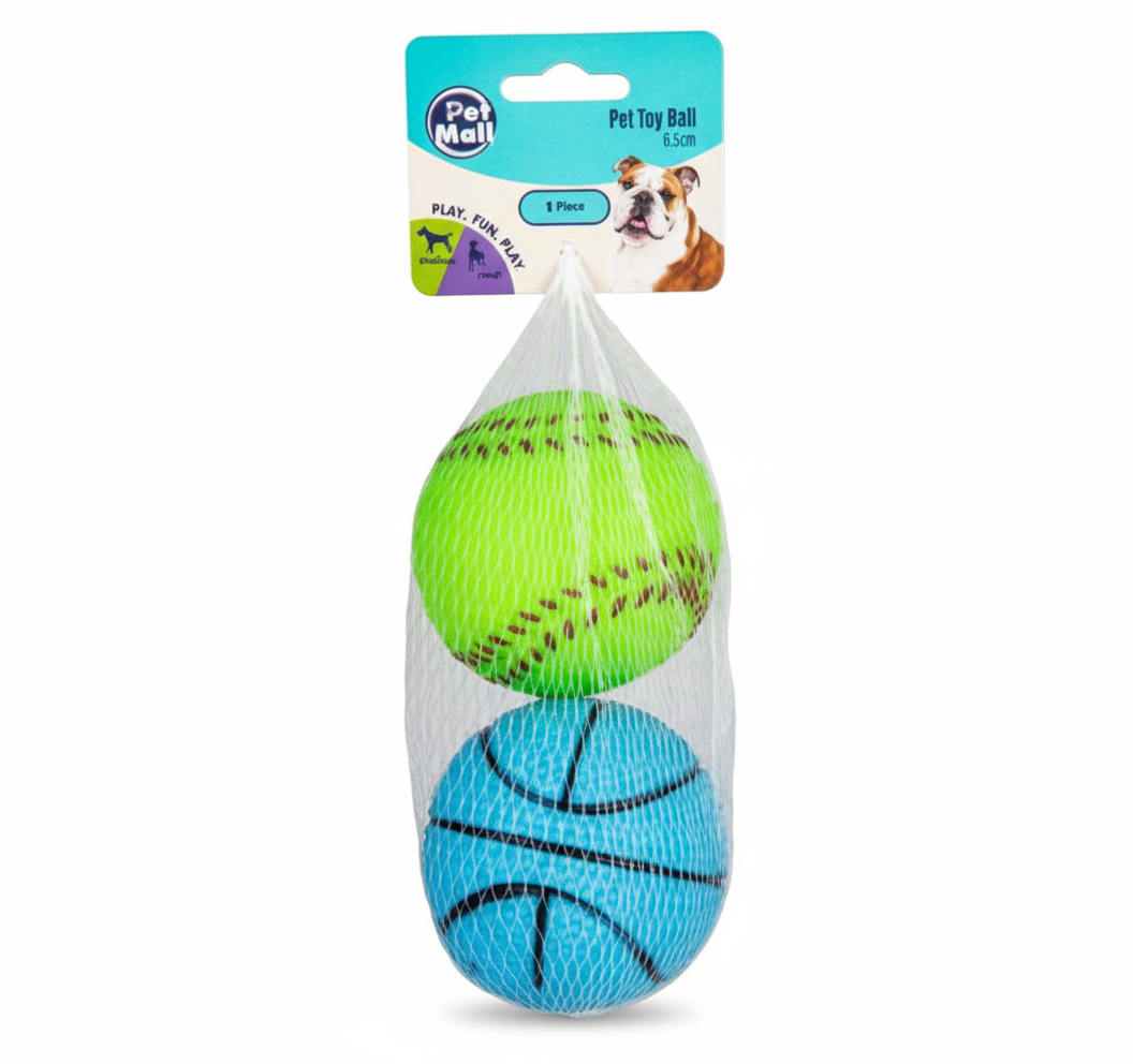 Vinyl Pet Squeaky Balls (6.5 cm) - Assorted Colours