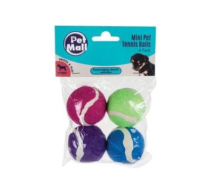 Pet Mini Tennis Balls - 4 Pack - Assorted Colors