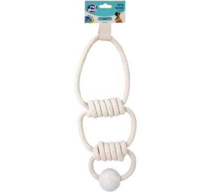 Pet Dog Toy Tug Rope Triple with Ball
