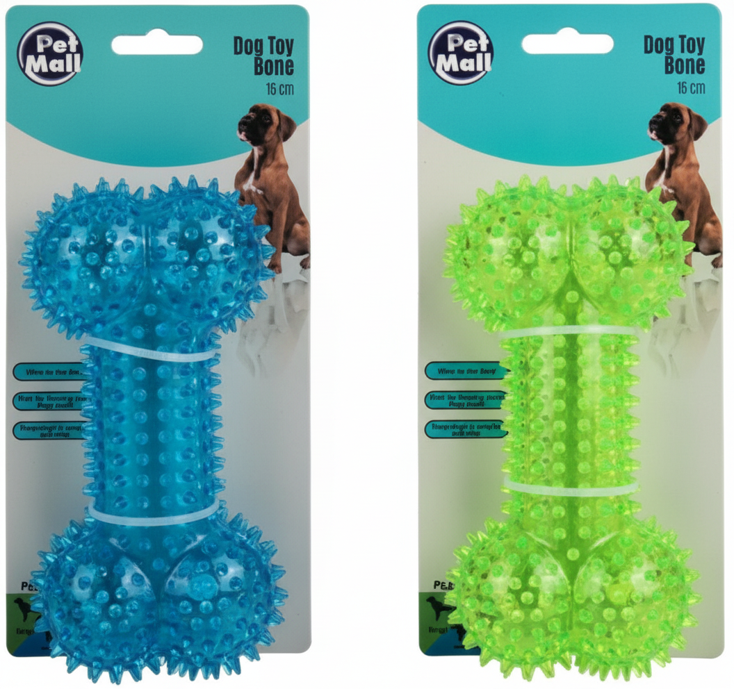 Pet Dog Toy Bone with Teeth Cleaner (16 cm) - Various Colours