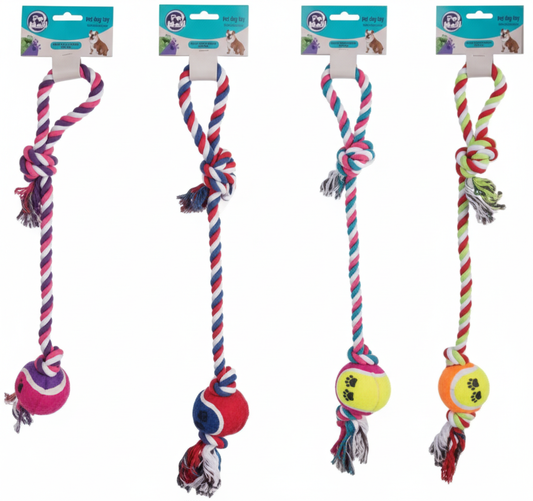 Dog Tug a Ball Toy - Assorted Designs
