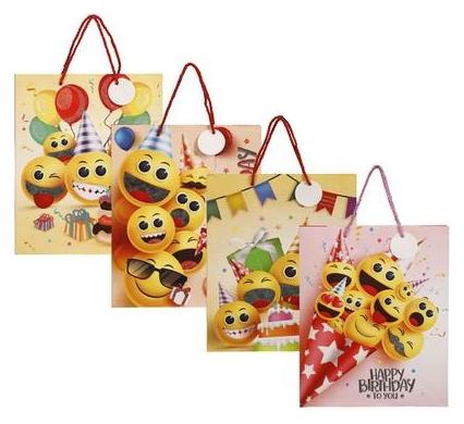 Emoji Gift Bag with Glitter - Large - 26 x 32 cm