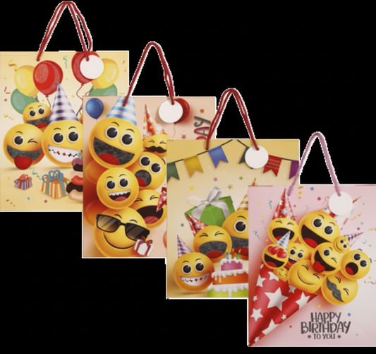 Emoji Gift Bag with Glitter - Large - 26 x 32 cm - Various Colors