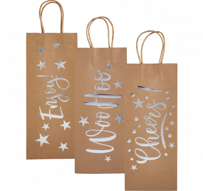 Paper Wine Bag with Wording, Assorted (13 x 33 cm)
