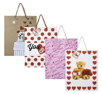 Heart Design Gift Bag - 32 x 25 cm - Assorted