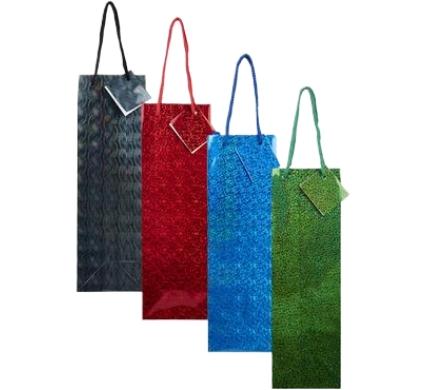 Hologram Wine Gift Bag - 33 x 10 cm - Assorted