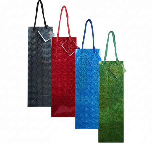 Hologram Wine Gift Bag - 33 x 10 cm - Assorted