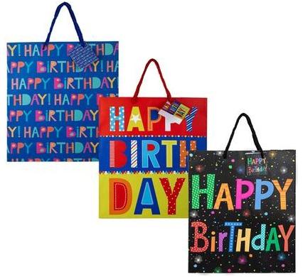 Large Birthday Gift Bag - 32 x 25 cm - Assorted