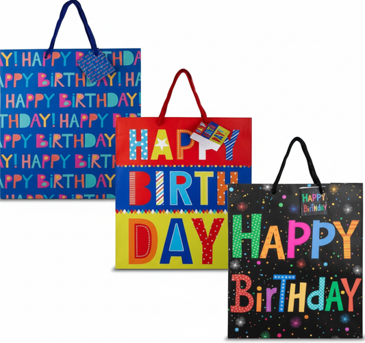 Large Birthday Gift Bag - 32 x 25 cm - Assorted