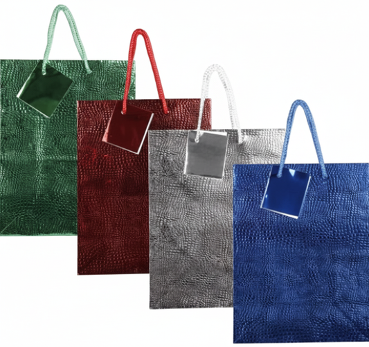 Medium Metallic Embossed Gift Bag - 23 x 18 cm - Assorted