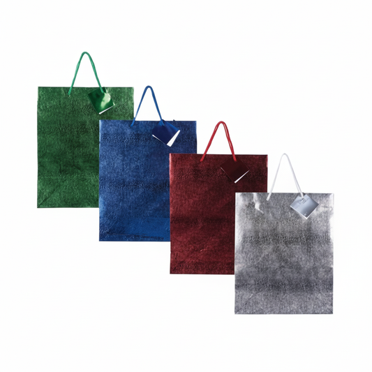 Large Metallic Embossed Gift Bag - 32 x 25 cm - Assorted