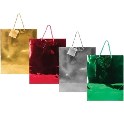 Large Metallic Gift Bag - Solid Colours - 32 x 25 cm - Assorted