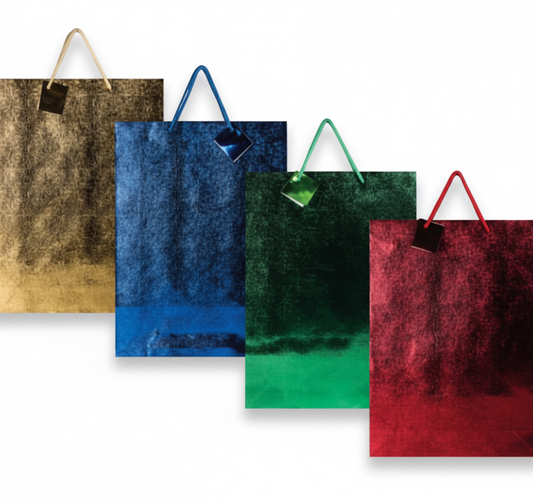 Jumbo Metallic Embossed Gift Bag - 45 x 33 cm - Assorted