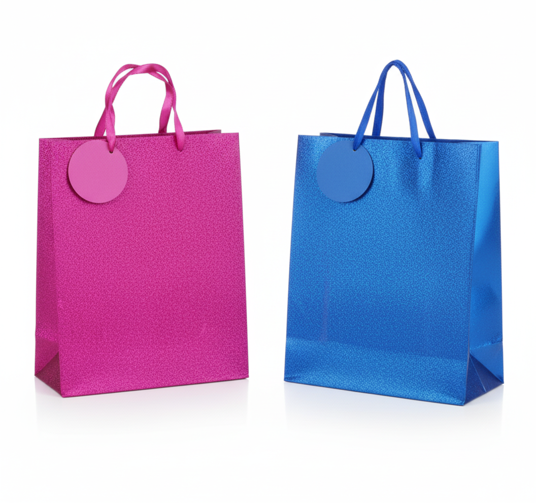 Metallic Gift Bag with Large Glitter, Assorted Colours (25 x 32 cm)