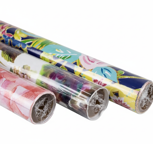Gift Wrap, Floral Designs - 70 cm x 2 m - Various Colors
