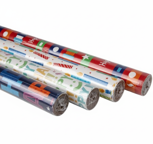 Gift Wrap, Birthday Designs - 70 cm x 5 m - Various Colors