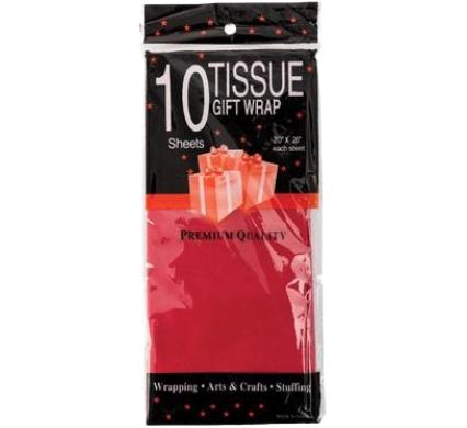 Tissue Paper - Red - 10 Pack Sheets - 50 x 66 cm