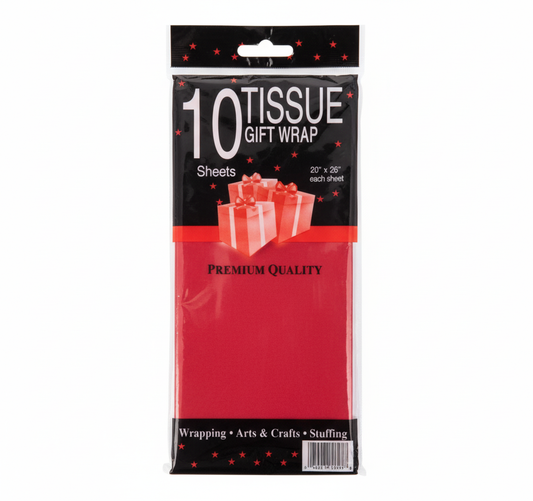 Red Tissue Paper, 10 Pack Sheets (50 x 66 cm)