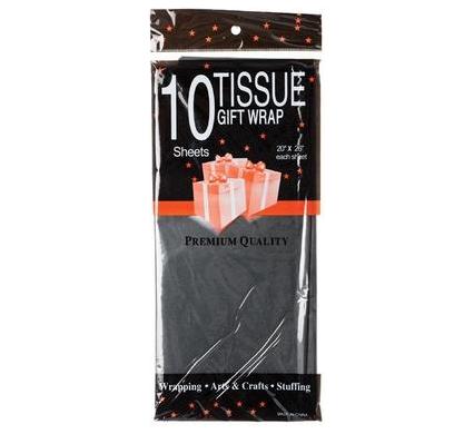 Tissue Paper - Black - 10 Pack Sheets - 50 x 66 cm