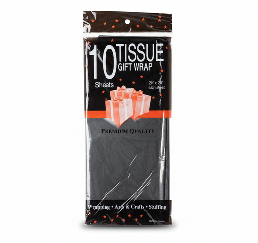 Black Tissue Paper in 10 Pack Sheets (50 x 66 cm)