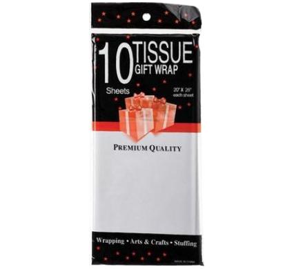 Tissue Paper - White - 10 Pack Sheets - 50 x 66 cm