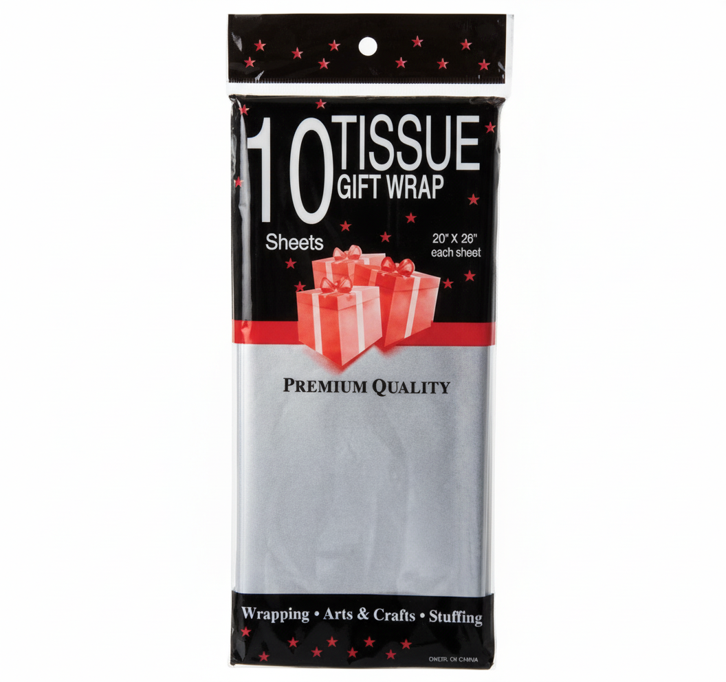 Silver Tissue Paper - 10 Sheets - 50 x 66 cm