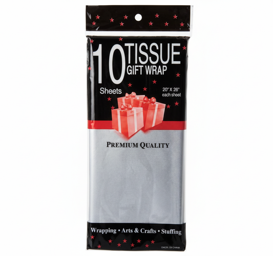 Silver Tissue Paper - 10 Sheets - 50 x 66 cm