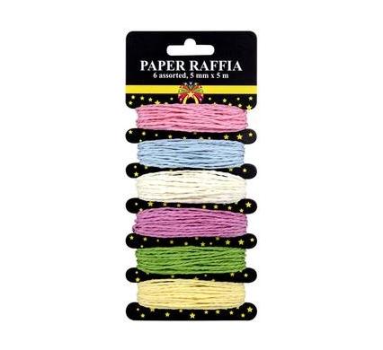 Raffia Twine - 6 Assorted Colors - 5 mm x 5 m