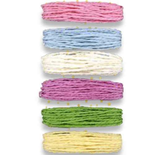 Raffia Twine in 6 Assorted Colours (5 mm x 5 m)