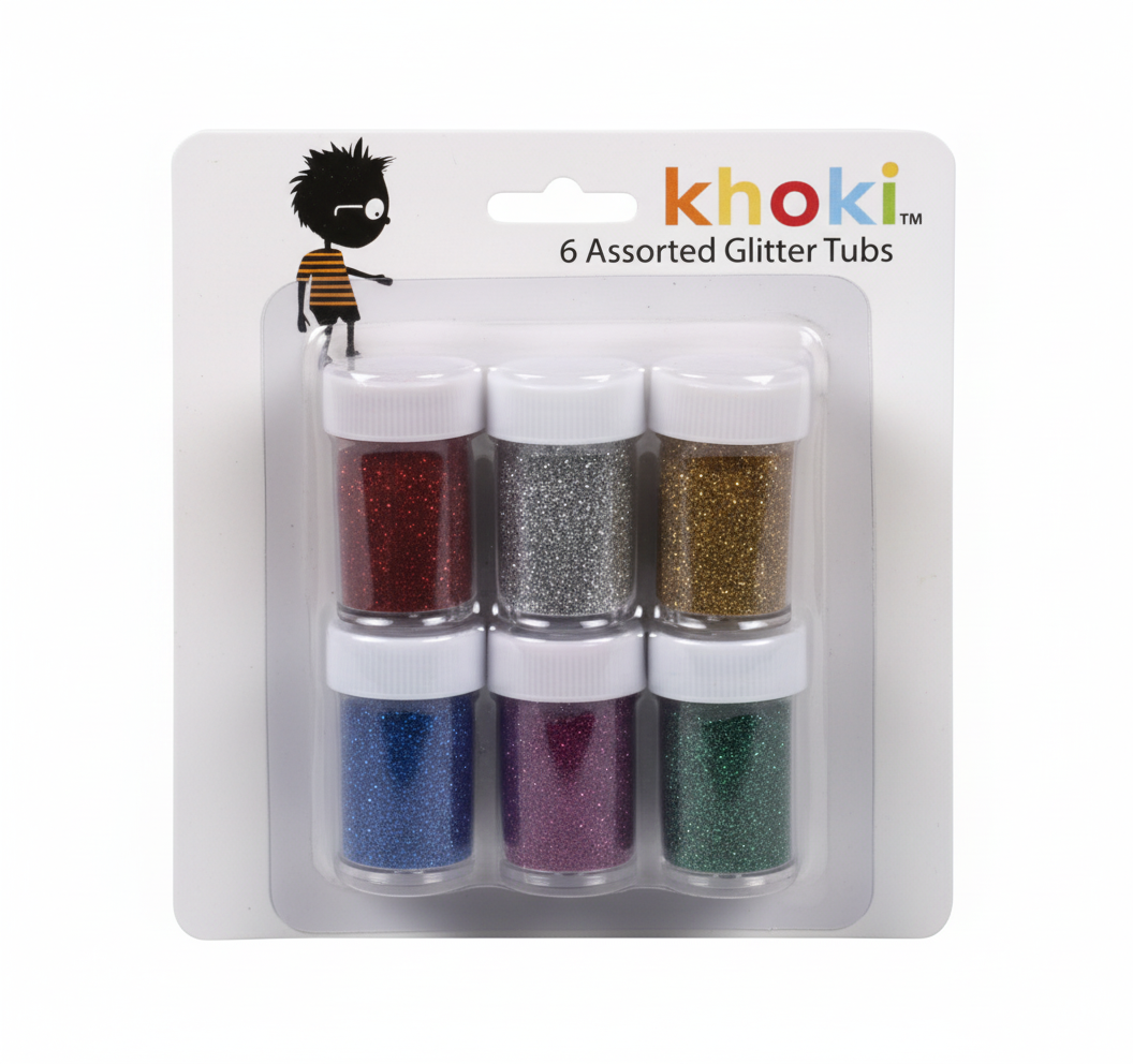 Glitter Shakers with Assorted Colours (Card of 6)