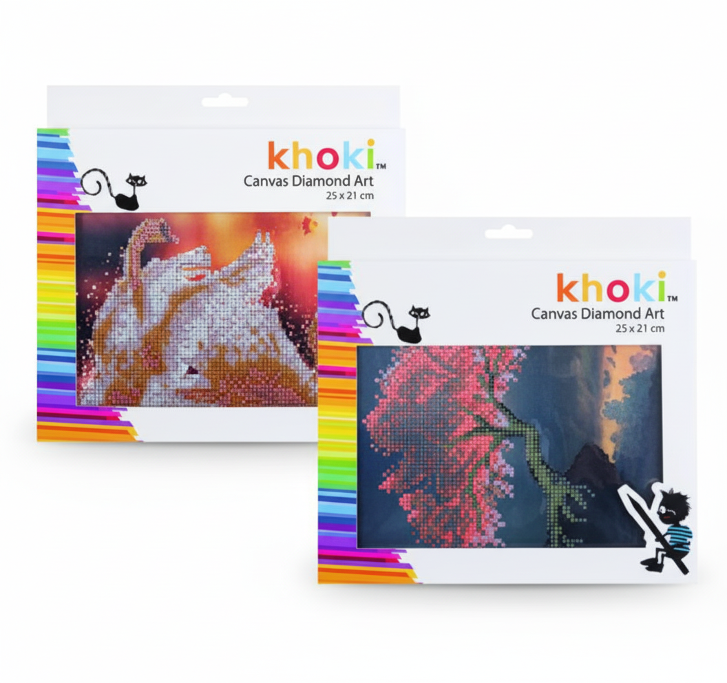 Art Craft Diamond Art Canvas with Assorted Designs (25 cm x 21 cm)