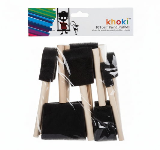 Sponge Foam Tip Brushes with Assorted Sizes (10 Pack)