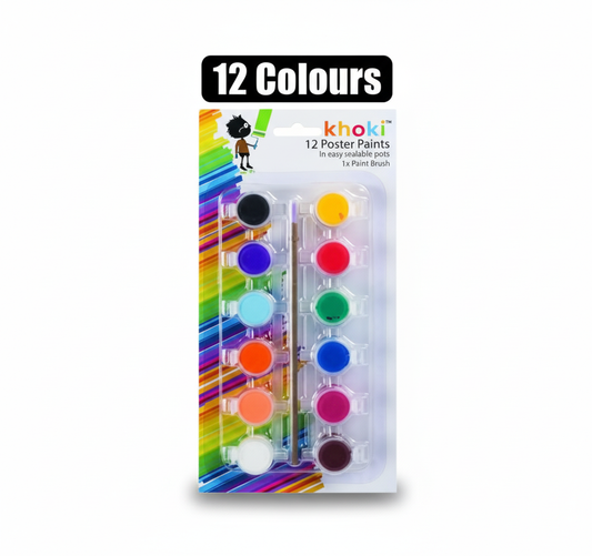 Water Based Poster Paints - 12 Colours on a Card