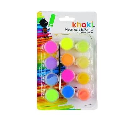 Art and Craft Acrylic Paint - 12 Colors - Includes Brush